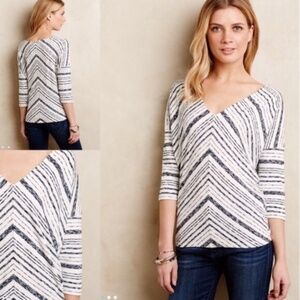 Anthropologie Puella Quarter Sleeve Striped Top S